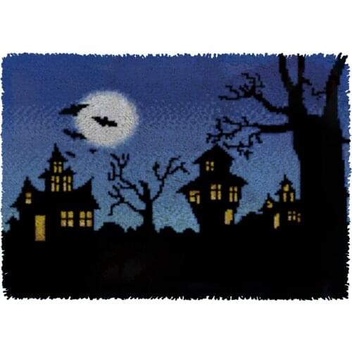 Latch Hook Kits Halloween DIY Carpet Rug Plush Wall Tapestry Kits Crochet Floor Mat Thick Yarn Cushion Arts & Crafts 87*61cm