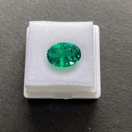 GRC Certified Lab Grown 11x9mm 3.4 Karats Oval Cut Green Columbian Emerald Created Loose Stone