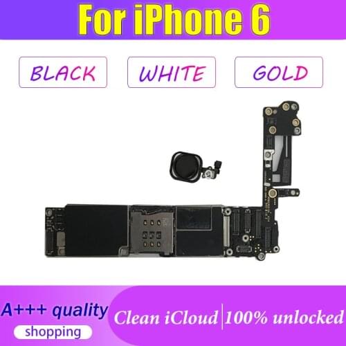 Clean icloud mainboard for iphone 6 with IOS System 16gb 64gb 128gb original unlocked motherboard with / No touch ID Logic board
