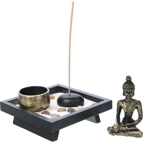 Meditation Buddha Zen Garden Sand Kit Yoga Meditation Relax Spiritural Craft Buddha Tealight Holder Ornament Gift Home Decor