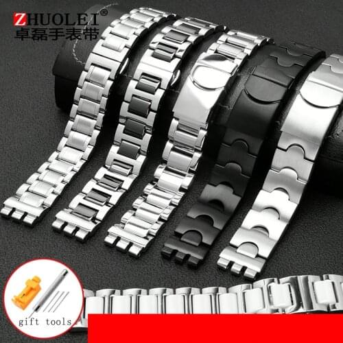 Metal steel band watch chain for men and women is suitable for ygs749g student ceramic watch strap 17mm 19mm fine steel watchban