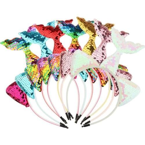 Cute Sequin Headband Kids Mermaid Unicorn Hair Band Floral Headwear Crown Party Cat Ears Hairbands Baby Hair Accessories