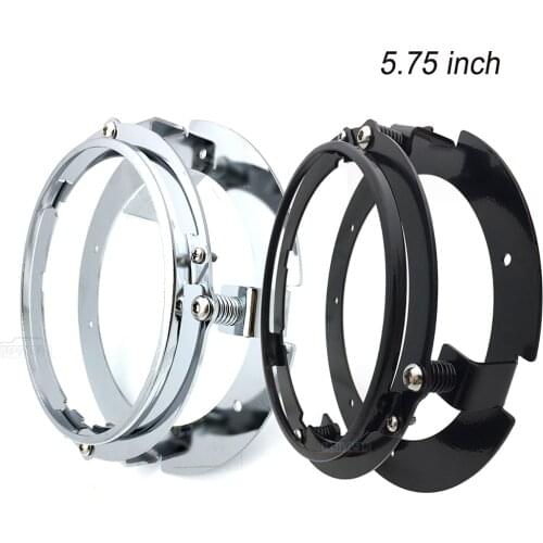 Black/Chrome 5 3/4" 5.75 inch Headlight Mounting Bracket Adapter Ring Kit Black Chrome for 5.75 Motorcycle LED Headlight