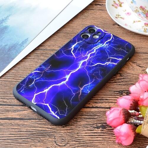 For iPhone Blue Lightning Print Soft Matt Apple iPhone Case