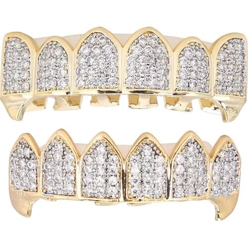 Teeth Set Hip Hop Prop Teeth Decoration For Halloween Party Gift Cool Gold Silver Set Environment-friendly Brass Electroplating