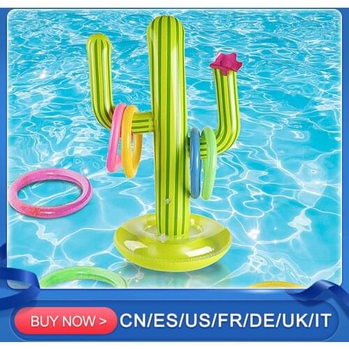 Inflatable Pool Cactus Ring Toss Game Set Floating Pool Toys Beach Party Supplies Party Bar Travel Swimming Pool Accessories