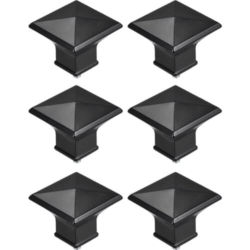 Uxcell 6pcs Curtain Rod Finials,Plastic End for 16mm Dia(Max.) Rod,M5 Thread Dia,Square Design, Black Tone