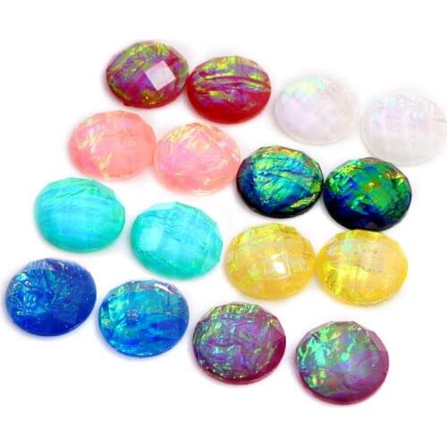 New Fashion 40pcs 12mm Mix Colors Built-in metal foil Flat back Resin Cabochons Cameo