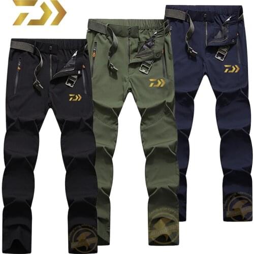 New Daiwa Outdoor Hiking Fishing Trousers Solid Color Thin Quick-drying Breathable Large Size Stretch Sports Fishing Pants Men