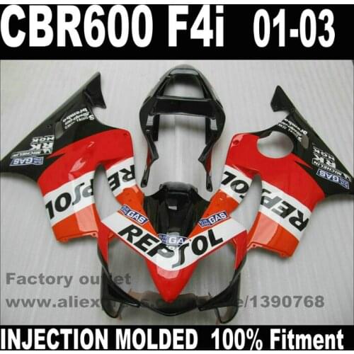Motorcycle fairings for HONDA Injection mould CBR 600 F4i 01 02 03 CBR600 2001 2002 2003 red black REPSDZ fairing kit RE56