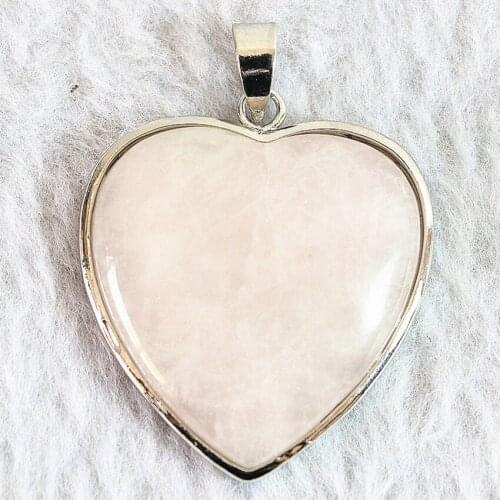 Wholesale price pink crystal stone chalcedony teardrop heart oval pendant jades women fit diy necklace accessories findings B832