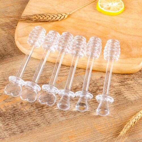 Wholesale 500PCS Plastic Honey Dipper Party Supply Honey Spoon Stick For Honey Jar Mini Jam Mixing Stick