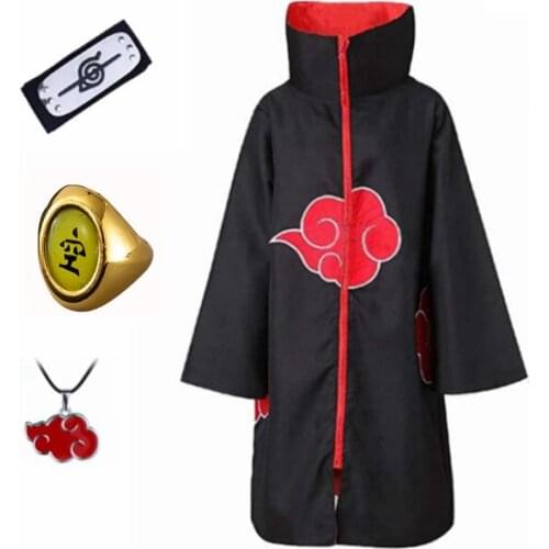 Manto akatsuki capa necklace cosplay girl kids suit akatsuki rings boy adult costume akatsuki cloak anime bluey fantasia