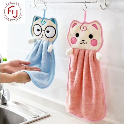Animal Coral Velvet Hand Towel Bathroom Supplies Soft Absorbent Dishcloths Hanging Lint-Free Cloth Kitchen Bathroom Accessories