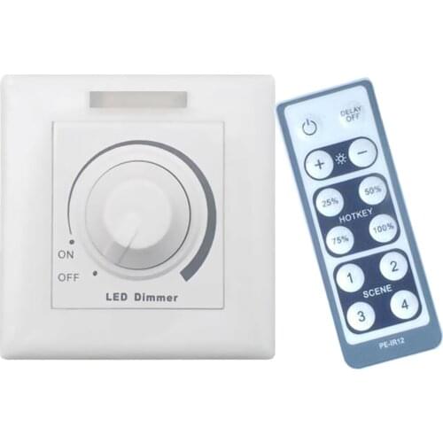 Memory Delay Knob Type Stepless Dimmer Switch - Remote Control-White