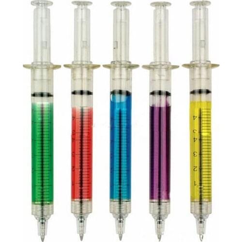 20pcs/lot Liquid Syringe Pen Stationery Ball Point Pen Mark Pen School Supplies Birthday Party Favors Gift Christmas