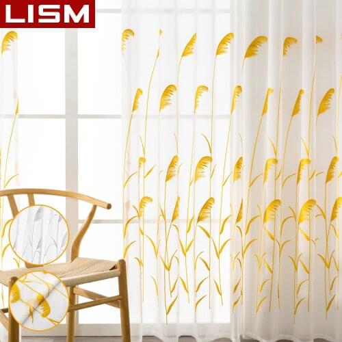 LISM Wheat Embroidered Curtain Tulle Curtains for Living Room Bedroom Curtains for the Room Kitchen Finished Window Treatment