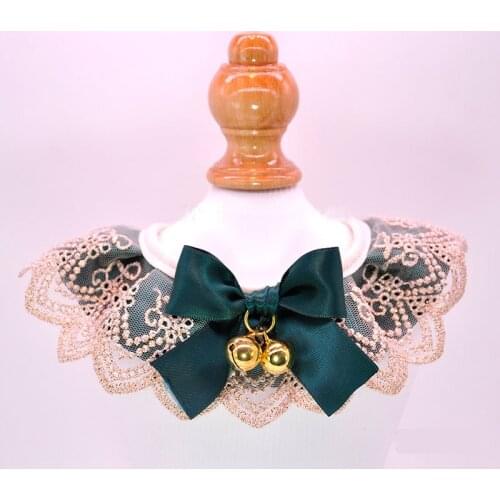 New Handmade Pet jewelry Cat Dog Collar Lace Bibs Dark green temperamen Bows Tie Puppy Grooming Accessories