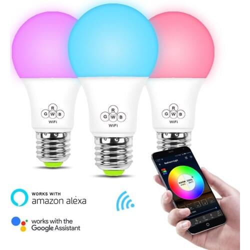 Smart LED Light Bulb Wifi Lamp E27 7W/4.5W Color Changing Bulb Room Lamp Home Decor Cellphone Control Work With Alexa Google