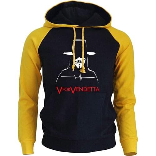 V For Vendetta Streetwear Print 2017 Autumn Winter Raglan Hoodie Mens Sportswear Hip Hop Sweatshirt Kpop-Clothing Fleece Hoody