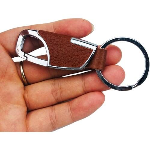 High Quality PU Key Ring Metal Keyring Mens Stainless Steel Keychain Key Holder Belt Buckles Car Key Chain Auto Accessories