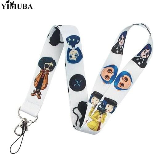 YIMUBA Gothic Cartoon Movie Coraline Lanyards Keychain Mobile Phone Hang Rope ID Card Name Badge Holder Neck Straps Accessories