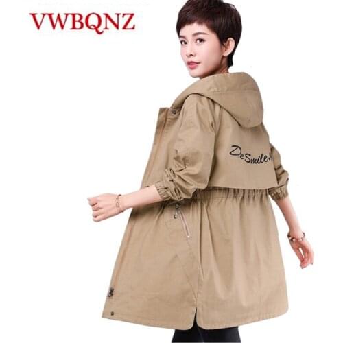Large size 4XL Women Hooded Coat 2020 New Spring Autumn Slim Long-sleeve Fashion Windbreaker Jacket Casual Loose Women Clothing
