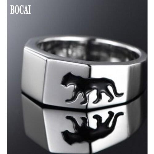 100% 925 Silver Jewelry Fashion Cheetah Silver Ring for Men Personality Mens Rings Trendy Mens Rings Index Finger Single Rings