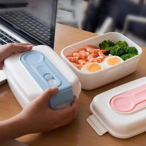 1000ml Bento Lunch Box Wide Mouth Effective Plastic Rectangular Dinnerware Food Storage Container for Work School