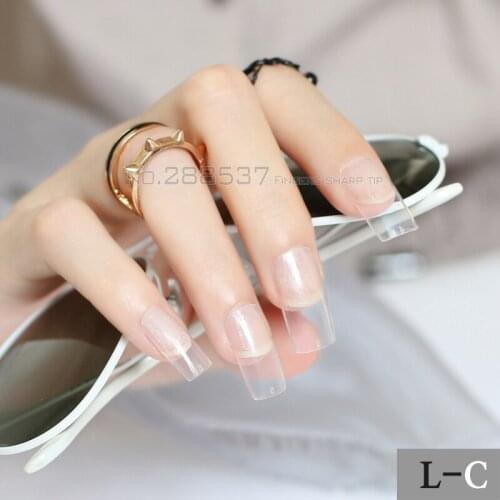 2017 New Super Long Transparent Square head Candy solid color Full Wrap for Simple Lady Acrylic Art DIY False nails 20pcs L-C