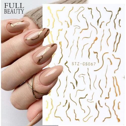 3D Gold Stripe Marble Line Nail Art Decoration Stickers Winter DIY Sparkly Designs Gel Polish Manicure Slider Decals CHSTZ-CS067