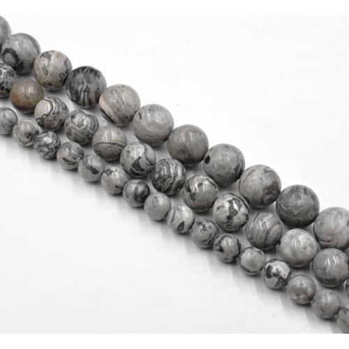4-12mm Natural Map Jaspers Round Stone Beads Wholesale Loose Beads for Fashion Jewelry Making Accessories DIY Free Shipping