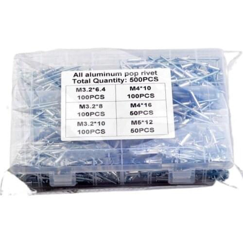 500Pcs Aluminum Rivet Nut Set Zinc Plated Steel M3.2 M4 M5 Rivet Nutsert SAE Rivet Nut Kit Hardware Tool Accessories