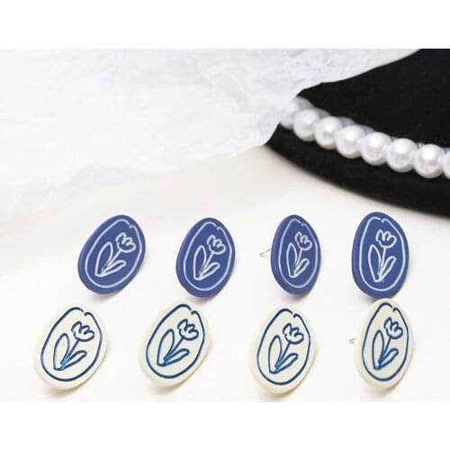 6pcs New Trendy Small fresh asymmetrical hit color tulip flower stud earrings for women diy jewelry accessories material