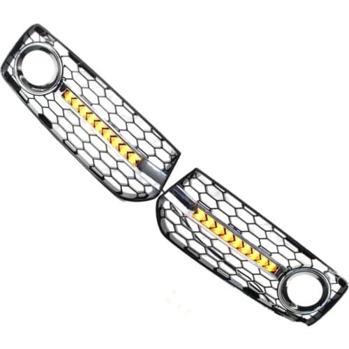 2Pcs Car Left and Right Bumper Fog Light Lower Grille Cover with LED for Audi A5 S Line S5 B8 RS5 2008-2012 Exterior Decoration