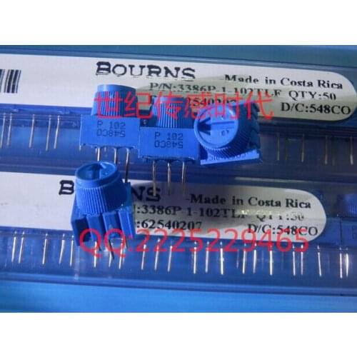 Free Shipping 50PCS/LOT 3386P-1-102 3386P-1-102LF TRIMMER 1K OHM 0.5W PC PIN Trimpot potentiometer 1K with Knob 3386P-1-102TLF