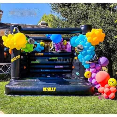 Free air ship to door, black/white Inflatable Wedding Bouncer outdoor Bounce House Jumper moonwalk Bouncy Castle