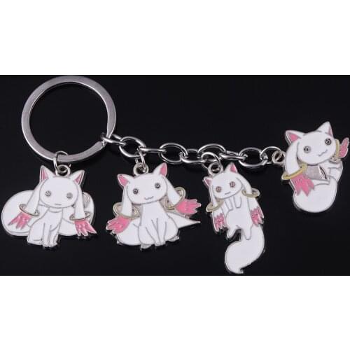 Anime Puella Magi Madoka Magica Keychain Cute Incubator Pendant QB Cartoon Key Ring for Women Man Car Bag Accessories