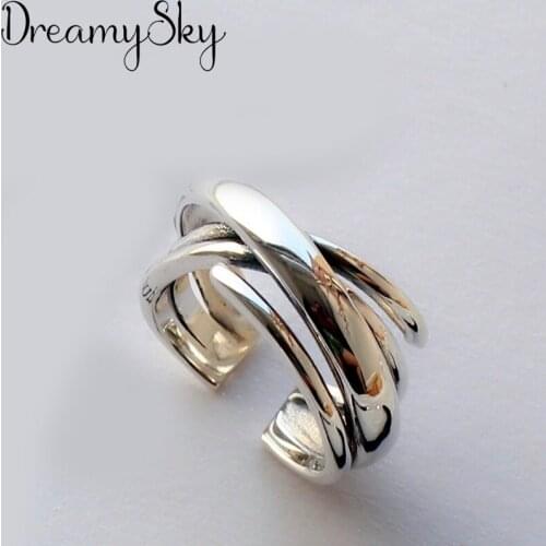 DreamySky Trendy Silver Color Geometric Irregular Rings For Women Men Boho Vintage Jewelry Adjustable Size Finger Rings