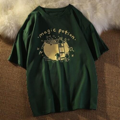 T-shirts Women men Summer Korean fashion printed Casual Short-sleeve t-shirt couple Harajuku style Loose neutral Oversized Tops