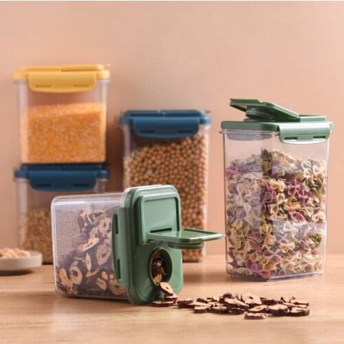 Kitchen Food Storage Sealed Cans Cereal Dispenser Transparent Food Grain Storage Cans Plastic Snack Storage Cans Freshness Box