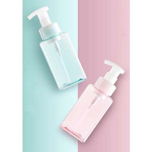 HOT (12pcs)450ML clear/pink/blue Square foam pump bottle Soap Dispenser Cream Bottle with Pump Plastic empty bottles New arrival