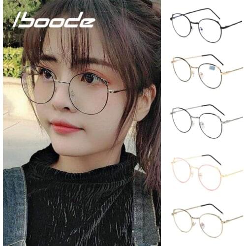 Iboode Reading Glasses Women Men Anti Blue Light Ray Glasses Cat Ear Metal Frame Spectacle Optical Eyewear Diopter +1.0~4.0
