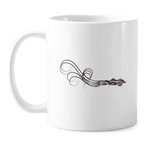 Black Marine Life Octopus Illustration Classic Mug White Pottery Ceramic Cup With Handle 350ml Gift