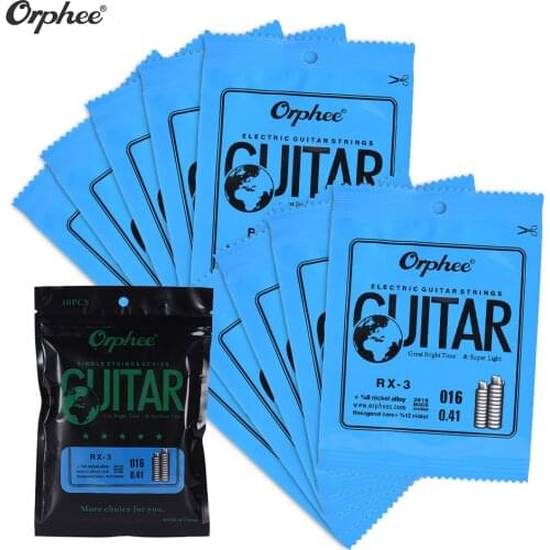 Orphee RX-1 Single String Replacement for Electric Guitar 1st E-String 10-Pack Nickel Alloy Super Light Tension