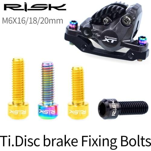 RISK 4pcs/box M6x16/18/20mm Titanium Alloy Disc Brake Fixing Bolts Screws for Road Mountain Bike Bicycle Disc Brake Caliper