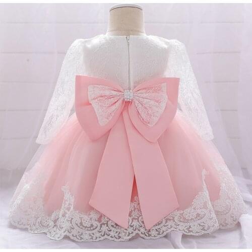 Lace Embroidery Formal Long Sleeve Wedding Gown Tutu Princess Dress Flower Girls Photo Kids Party For Girl Clothes