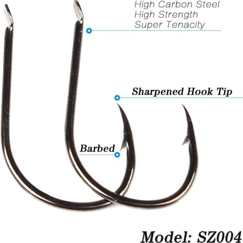 Lots 200pcs Fishing Hook Bright Black Color High Qulity Fishhook SZ004 3#-15# Single hook Barbed Sharpened Hook