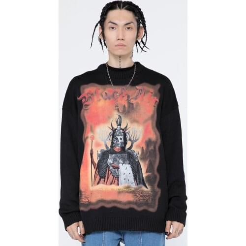 Streetwear Knitted Sweater For Men Graphic 2021 New Fashion Cotton Pullover