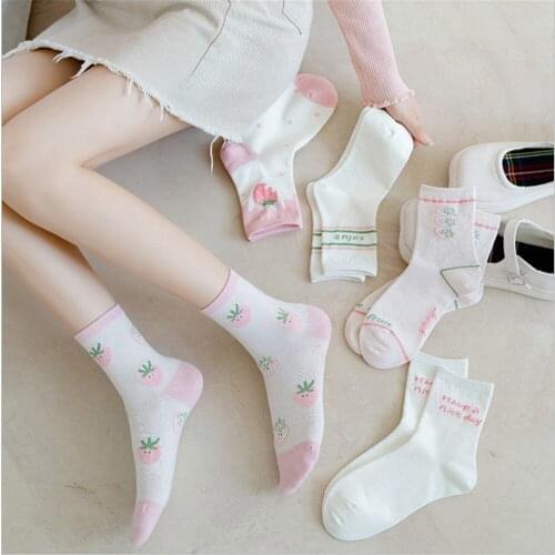 Socks Women Summer New Tube Socks Japanese Socks Ins Trend Cute Fruit Strawberry Socks Girl Cotton Socks Women